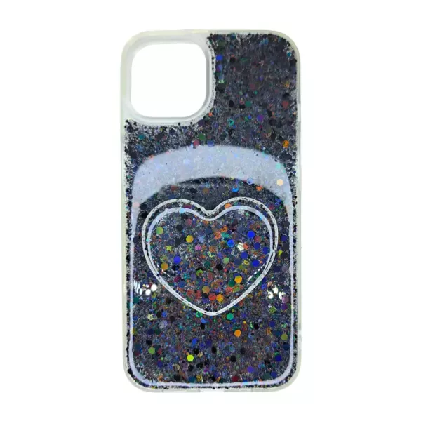 Funda Glitter + Pop Socket Samsung A12 Negro
