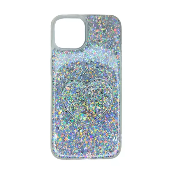 Funda Glitter + Pop Socket Samsung A12 Plateado