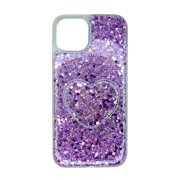 Funda Glitter + Pop Socket Samsung A12 Violeta
