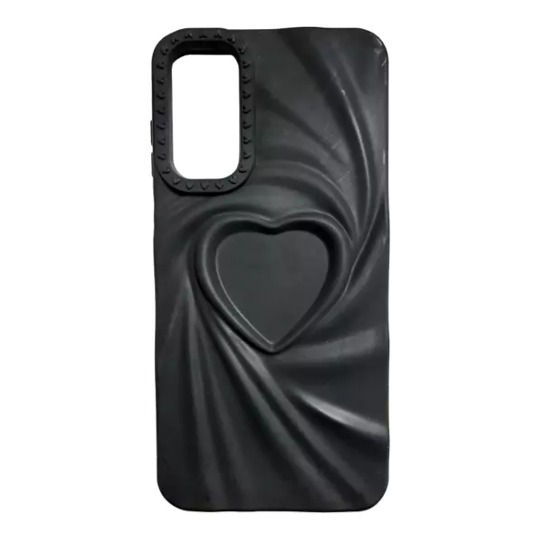 Funda Silicona Relieve Corazón Samsung A06 Negro