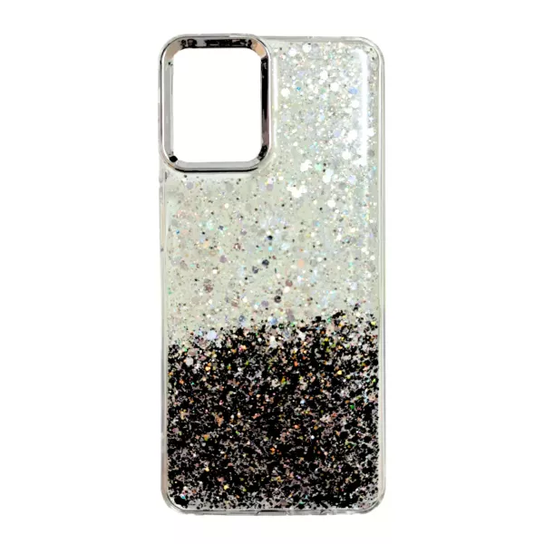 Funda Glitter Samsung A12 Plateado y Negro