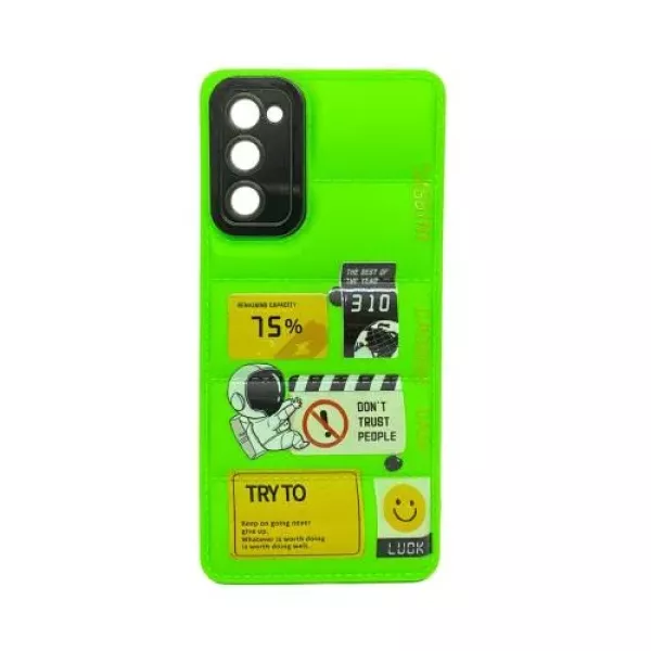 Funda Puffer Con Diseño Samsung M12 Verde Fluor