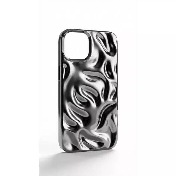 Funda Silicona Wave Cromado iPhone 13 Negro