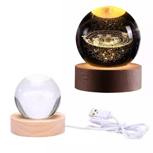 Lampara Led Esfera de Cristal 3D USB Grande