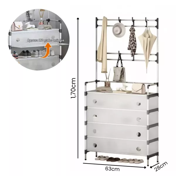 Organizador De Zapatos 5 Estantes + Perchero - 6038