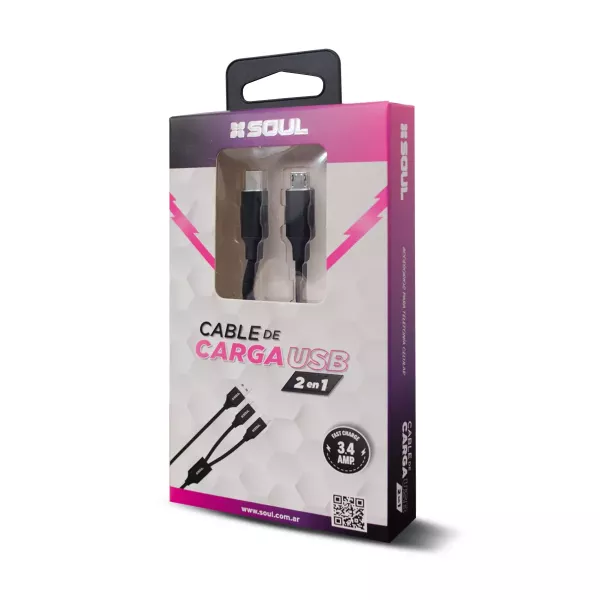 Cable De Datos 2 En 1 Soul