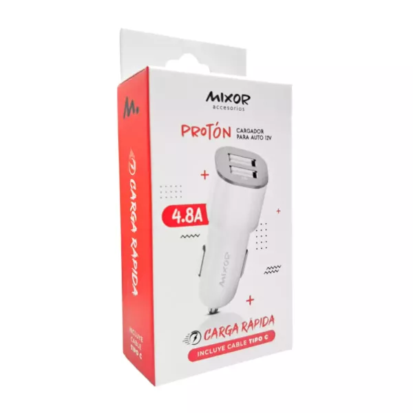 Cargador Auto Tipo C 4.8a Proton Mixor Cargador Auto Tipo C 4.8a Proton Mixor
