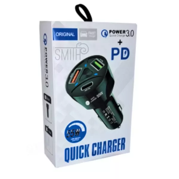 Cargador Auto Triple Entrada 55w