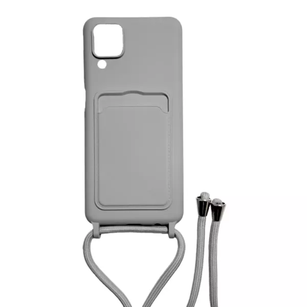 Funda Silicona Con Correa + Tarjetero Samsung A12 Gris