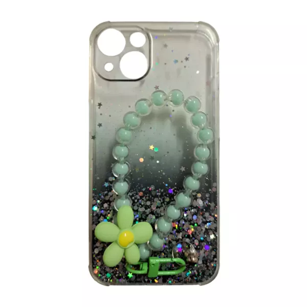 Funda Silicona Glitter Con Correa iPhone 16 Verde