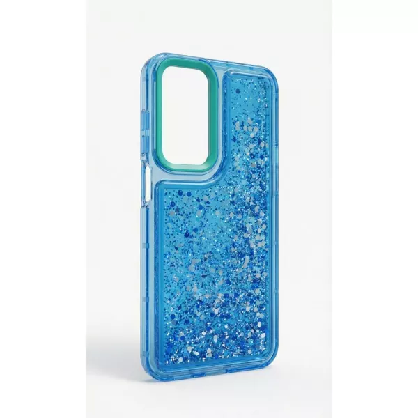 Funda Transparente Con Color y Glitter Samsung A17 Azul