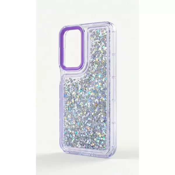 Funda Transparente Con Color y Glitter Samsung A17 Lila