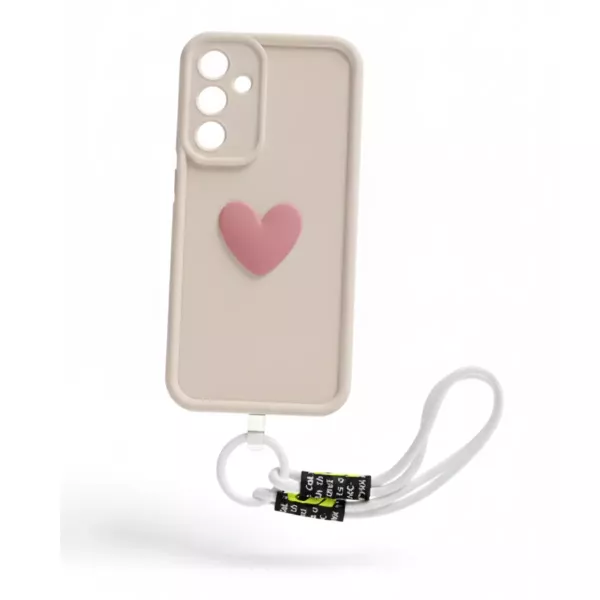 Funda Silicona Con Strap Samsung S25 FE Crema