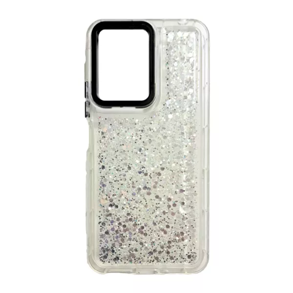 Funda Transparente Con Color y Glitter Xiaomi Redmi 13C Plateado