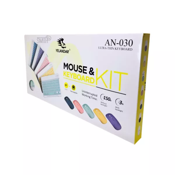 Teclado Bluetooth Recargable + Mouse Kit Yelandar AN-030