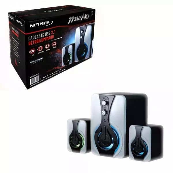 Parlantes USB 2.1 Retroiluminado NM-TRUENO-W NETMAK