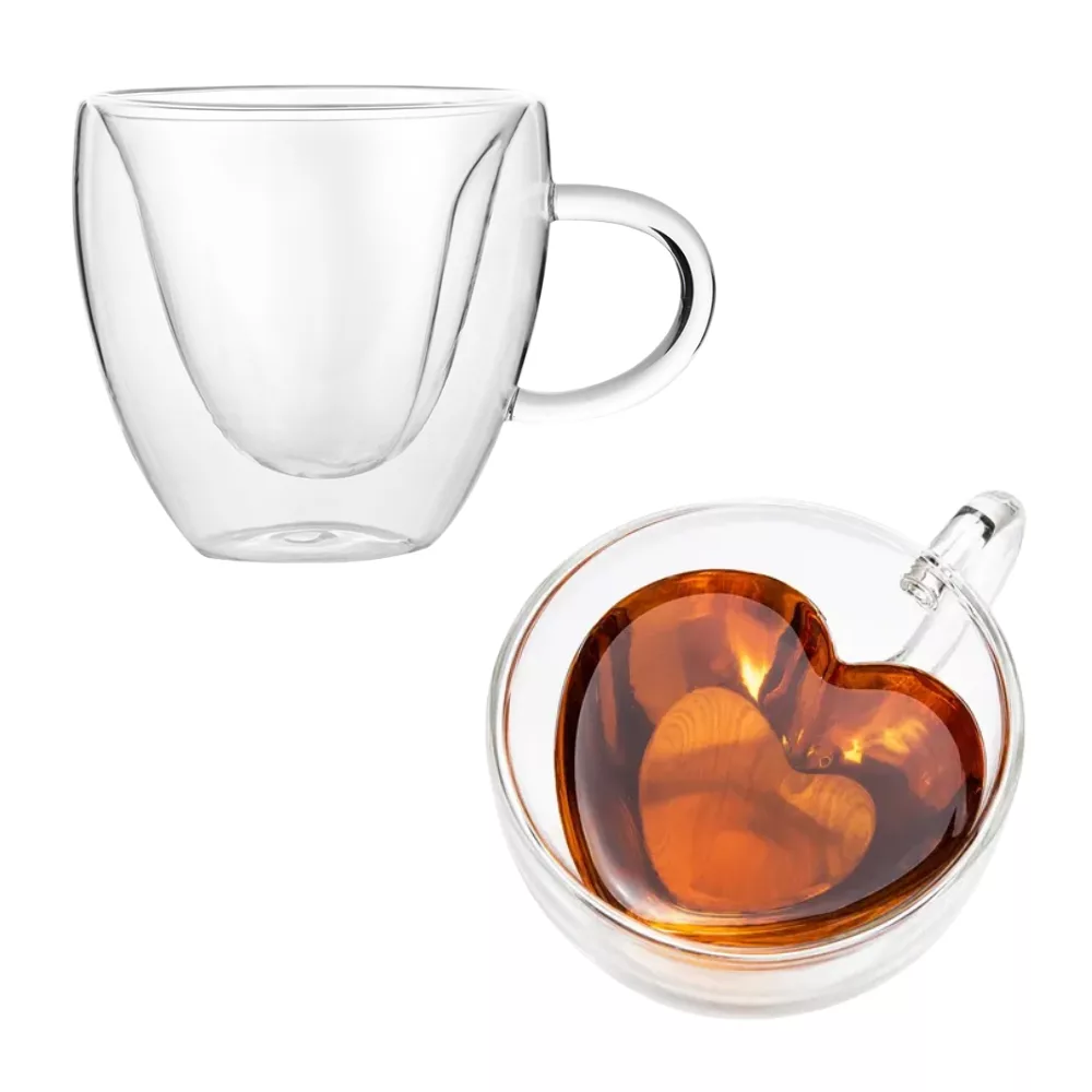 Taza Doble Vidrio Corazón 240ml